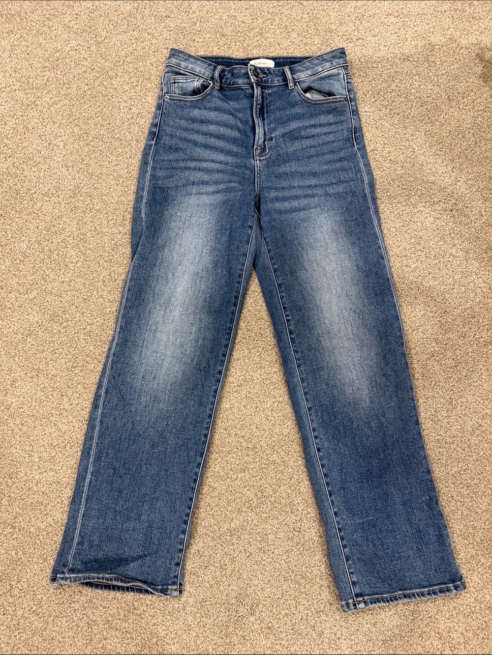 bohme women’s Straight-Leg High-Rise Jeans in Medium Blue Wash